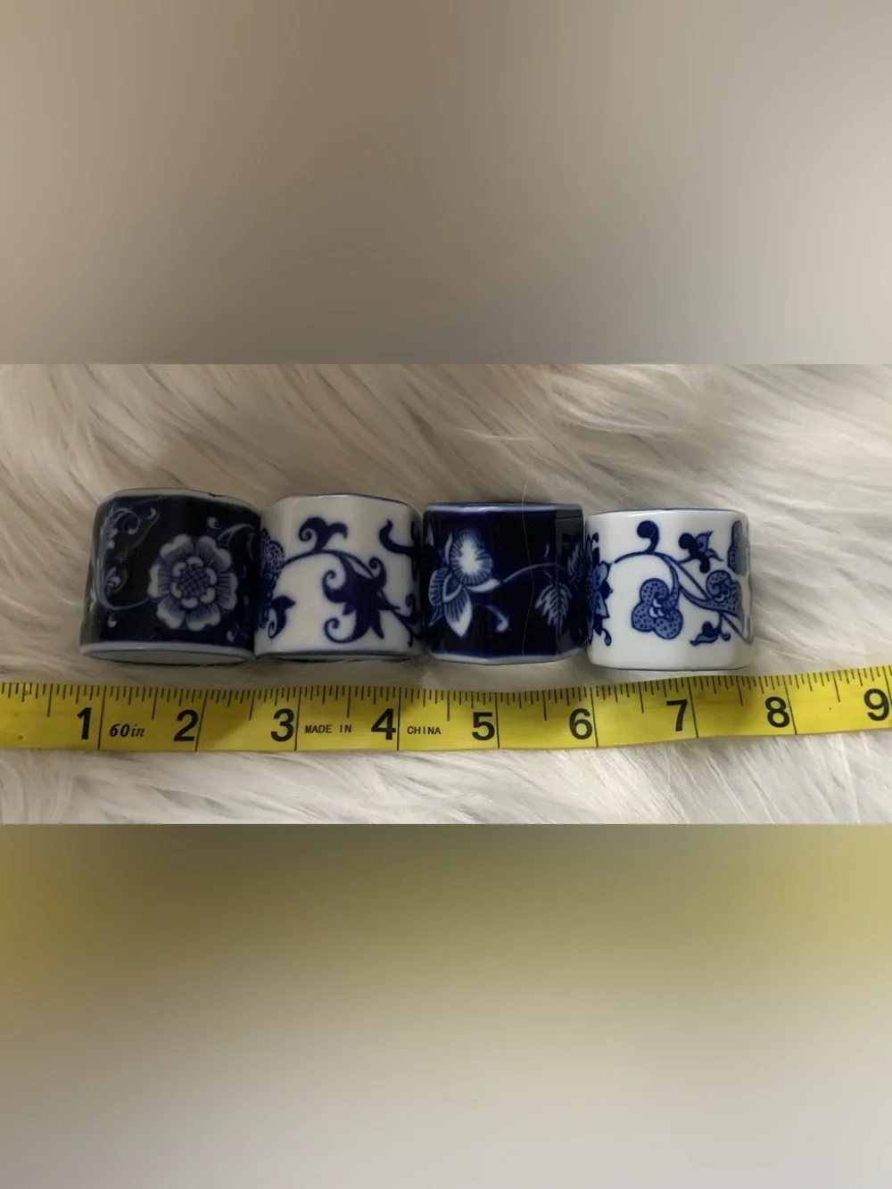 PIER 1  VINTAGE Mandarin Blue porcelain set of (4) napkin holders NIB NWT